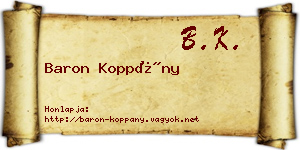 Baron Koppány névjegykártya